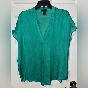 RACHEL Rachel Roy Teal V-Neck Short Sleeve Tunic